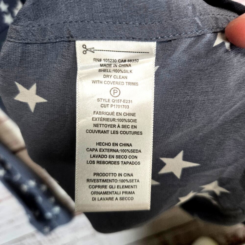 Equipment Slim Signature Silk Shirt L Bluestone Star Print Celestial Quiet Money - Picture 12 of 16